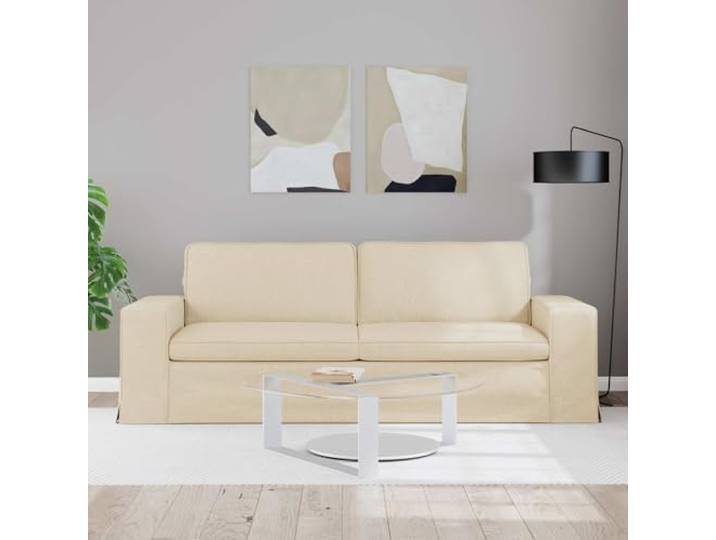 KTHLBRH Modulares Sofa, Creme, 222 cm, Stoff Metallrahmen, Armlehnen aus Holz, ergonomischer Schaumstoff, 2-Sitzer, Wohnzimmer