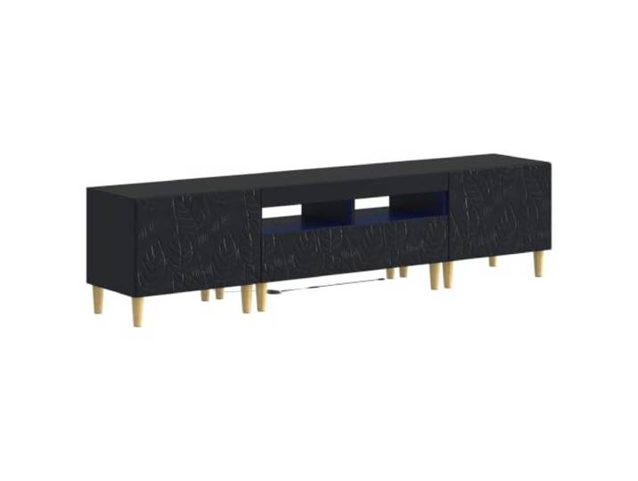 vidaXL 3-teiliges LED TV Regal DELFT Schwarz Holzwerkstoff Organisiere mit mehreren Fächern, Perfekt für kleine Räume, Schaffe eine gemütliche Atmosphäre mit den integrierten Lichtern