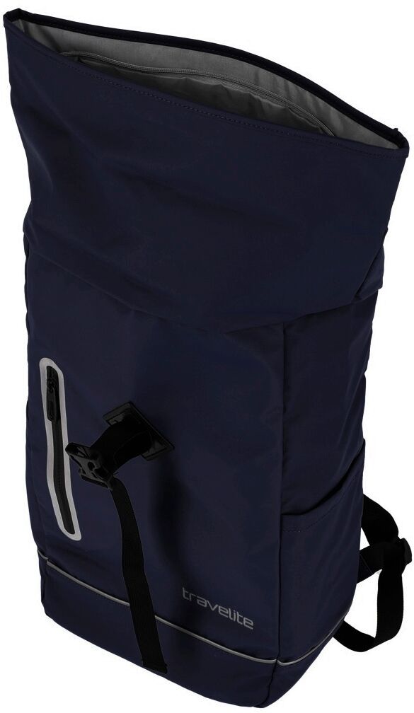 Freizeitrucksack TRAVELITE "BASICS Roll-Up Rucksack aus Plane", Damen, Gr. B/H/T: 26cm x 60cm x 15cm, blau (marine), Polyester, unifarben mit Farbeinsätzen, Rucksäcke Freizeitrucksack, mit variablem Roll-Up-Verschluss marine B/H/T: 26cm x 60cm x 15cm