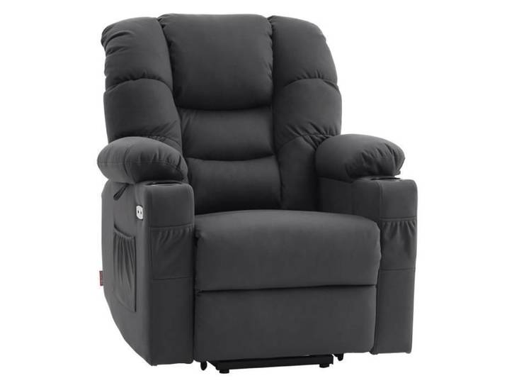 M MCombo Fauteuil électrique 7550MB avec 3 moteurs réglables séparément Fauteuil pour télé avec (Gris foncé Microfibre)