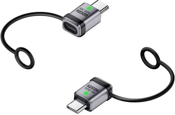 INF 2er-Pack Typ-C Buchse auf Typ-C Stecker Gerader Adapter 240W 120Gbps Silber