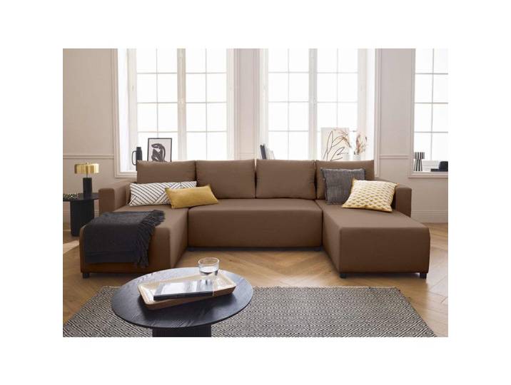 Regala - canapé panoramique - 7 places - convertible avec coffre - en tissu - Marron