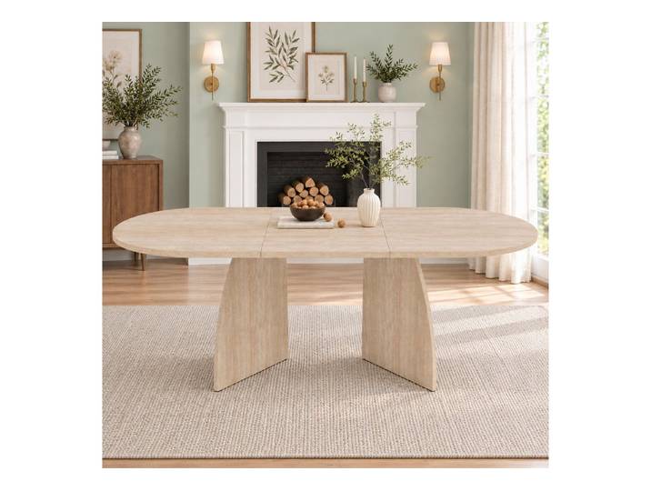 Celya Esstisch Ausziehbarer Esstisch 150/200 × 90 cm für 6–8 Personen (Esstisch mit abgerundeten Ecken, 18mm dickere Tischplatte)