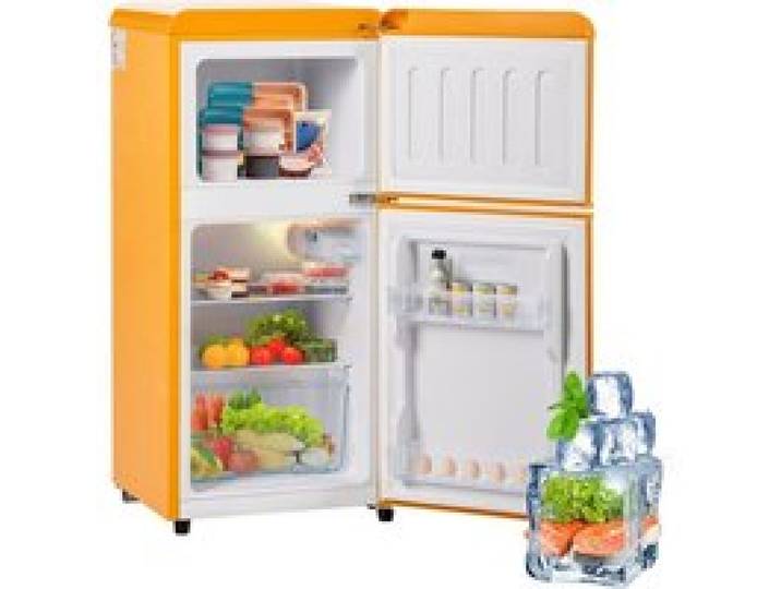 Réfrigérateur rétro jaune antique - Combinaison réfrigérateur-congélateur - À deux portes - 60 L - 22 L de congélation