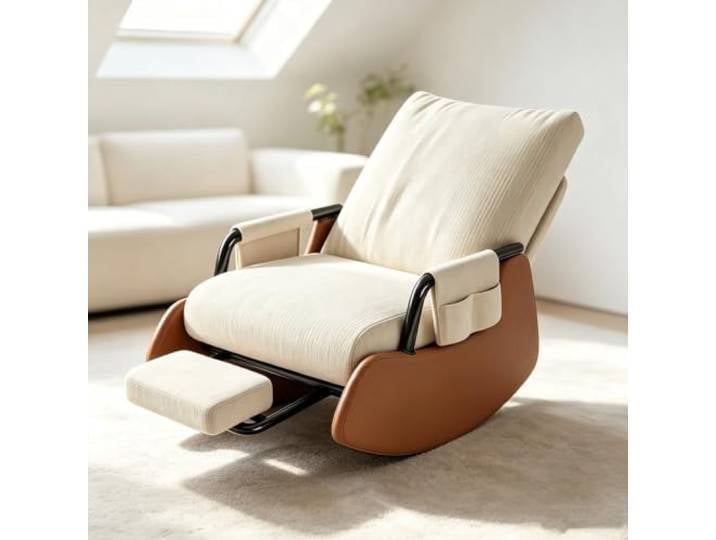 LCNDKF Schaukelstuhl Wohnzimmer für Lesen und Entspannung Schaukelnder Komfortsessel mit tiefer Sitzfläche 60x60cm und Rückenunterstützung für Lesestunden.