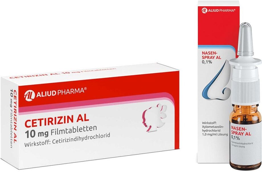 AL Aliud Pharma Cetirizin AL 10mg (100 stk) und Nasenspray AL 0,1% (10 ml)