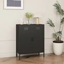 Büroschrank Pyhäranta Metall Schwarz, matt [en.casa]