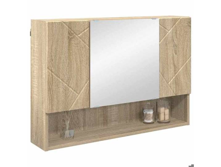 Cabinet/Armoire Miroir - NANAS - avec stockage - Meuble Miroir Chêne Sonoma 80x17x55cm Bois d'ingénierie 4780202112607