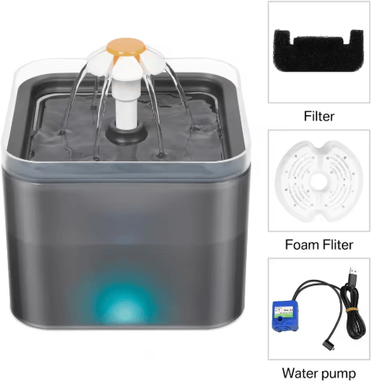 Inspire Picks Ultra Quiet 2L Cat Water Fountain With LED Light For Healthy Hydration grey 2l