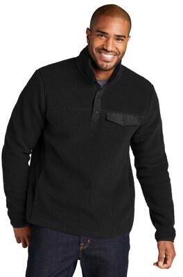 Port Authority F140 Camp Fleece Snap Pullover T-Shirt in Deep Black size XS