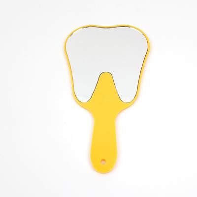 Uplifted Trends Unbreakable Dental Mouth Mirror With Handle Cute Tooth Shaped Handheld Dentistry Gift yellow