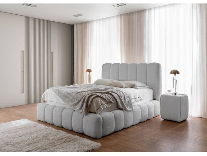yourhouse24 Polsterbett CANDE in Bouclé mit Bettkasten & Lattenrost – Wolkenbett, Luxus Wolkenbett mit Bettkasten & Lattenrost