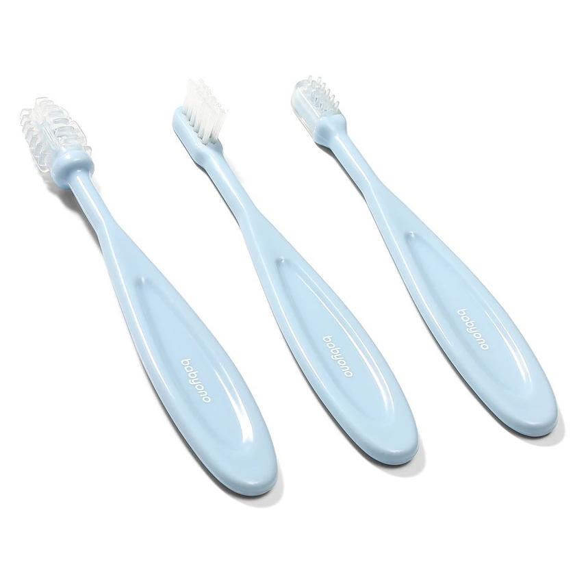 Babyono Zahnbürste Blau 3 Stück (Weich, 3x) (ONO-12800)