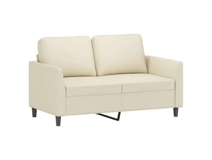KTHLBRH Sofa-Set, 2-teilig, cremefarben, Kunstleder, mit 5 Kissen Widerstandsfähige Flecken, Rahmen aus kompensiertem Metall, Polsterung aus Schaumstoff, 2-Sitzer 140 cm, 3-Sitzer 200 cm