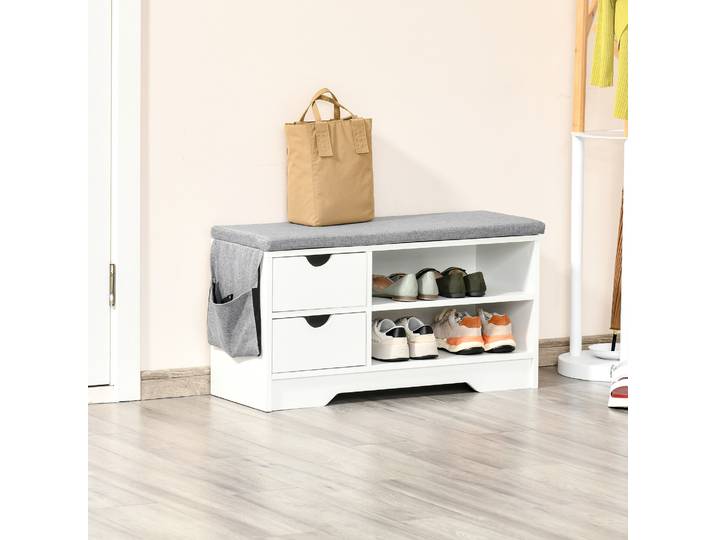 HOMCOM Meuble Chaussures Banc Gris 80,5x30,5cm
