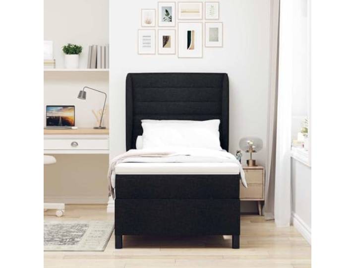 KTHLBRH Boxspringbett schwarz 80x200 cm mit Matratze Verstellbares Kopfteil, eleganter Stoff, robuster Rahmen, inklusive Matratzenbezug