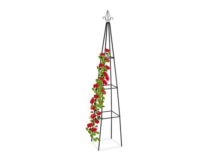 Relaxdays Rankhilfe Schwarz Stahl 204x38x38 cm, Metall, 38x204x38 cm, Dekoration, Gartendeko, Rankgitter