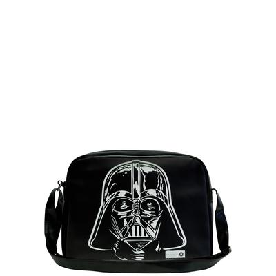 Schultertasche LOGOSHIRT "Darth Vader - Krieg der Sterne", Damen, Gr. B/H/T: 37cm x 28cm x 11cm, schwarz, Lederimitat, bedruckt, mehrfarbig, Taschen Schultertasche, mit coolem Darth Vader-Frontprint