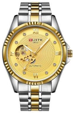 Uplifted Trends Business Personality Trend Mechanical Mens Steel Band Watch gold