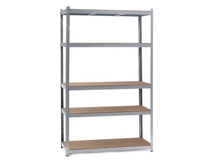 Wiltec Étagère zinguée Charges lourdes 120x50x204cm Emboîtable 5 niveaux 200kg/niveau Atelier