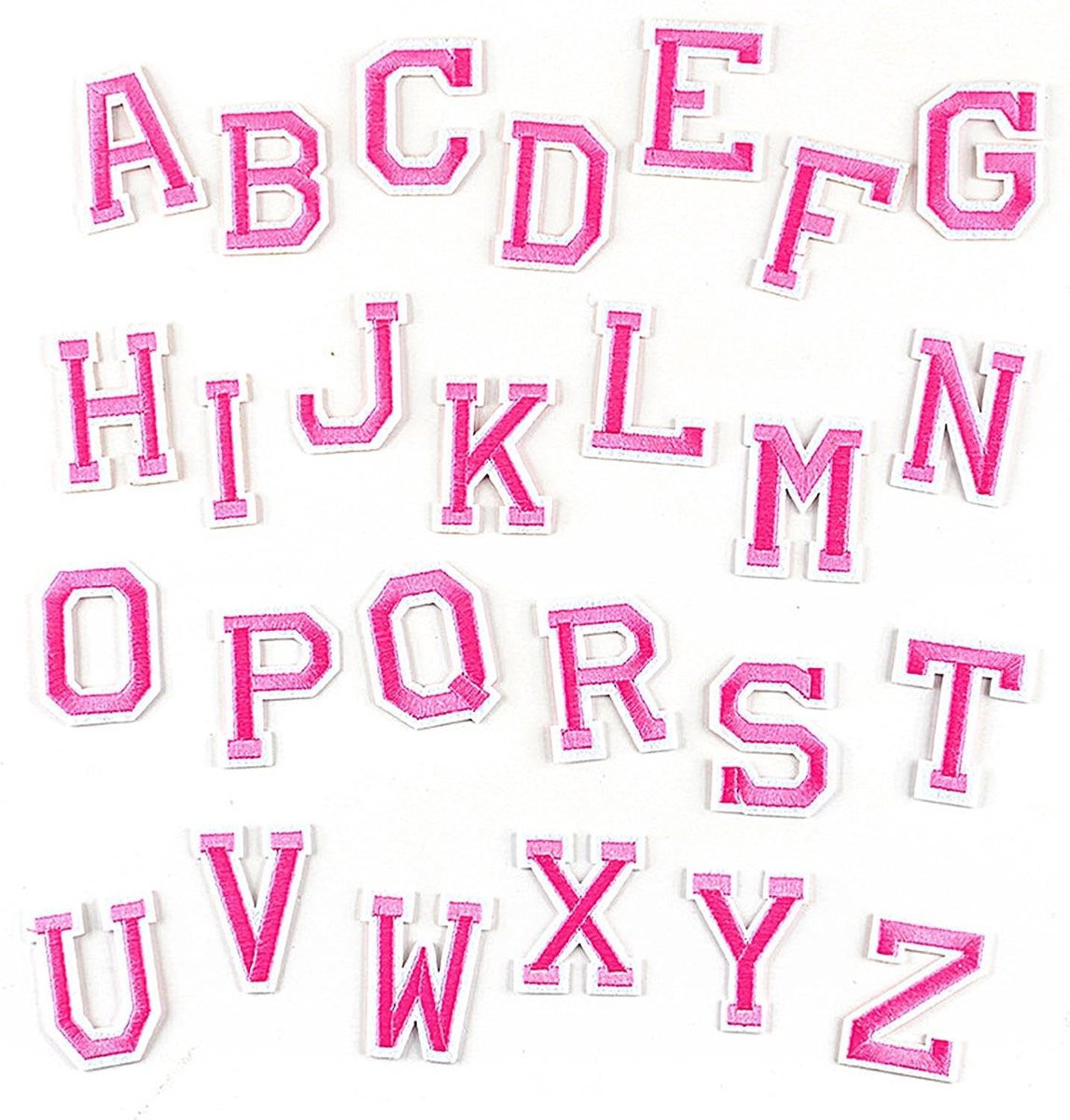 Alfabet Patches Strijkletters Applicaties voor het personaliseren van kleding - Roze - 37-51 cm