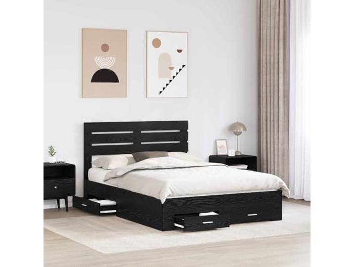 KTHLBRH Bett mit Bettkasten mit Kopfteil aus mehrschichtigem Holz Integrierte Schublade, Metallgriffe, einfache Reinigung, Verwendung im Innenbereich