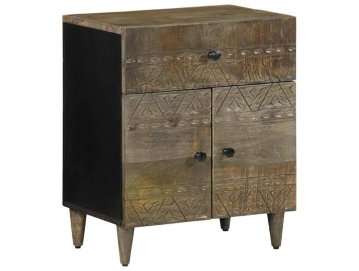 Heofavd Nachttisch Hellgrau 50x33x60 cm Massivholz Mango Beistelltisch
