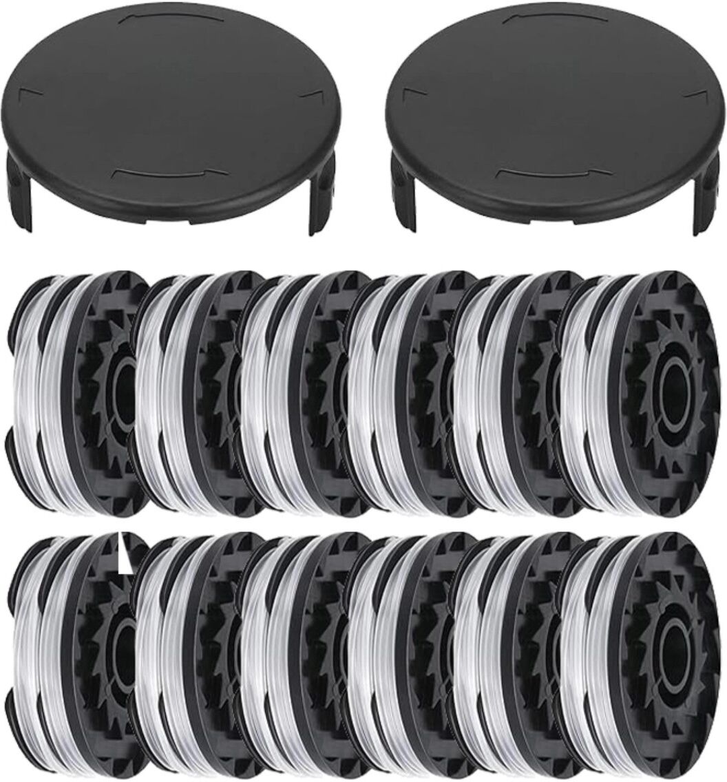 INF Fadenspulen-Set 12 Spulen + 2 Kappen – kompatibel mit Parkside PRTA 20-LI Serie