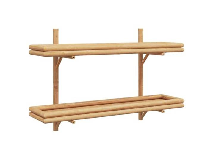 HKTMGDNG Wandregal aus Bambus Braun 100 x 26 x 60 cm Hängeregal Zweistufiges Wandboard für Schlafzimmer und Wohnraum schafft Platz am Boden und setzt Deko stilvoll in Szene.