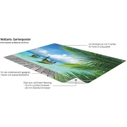 Wallario Gartenposter ca. 60 x 90 cm Sonnenboot in der Karibik