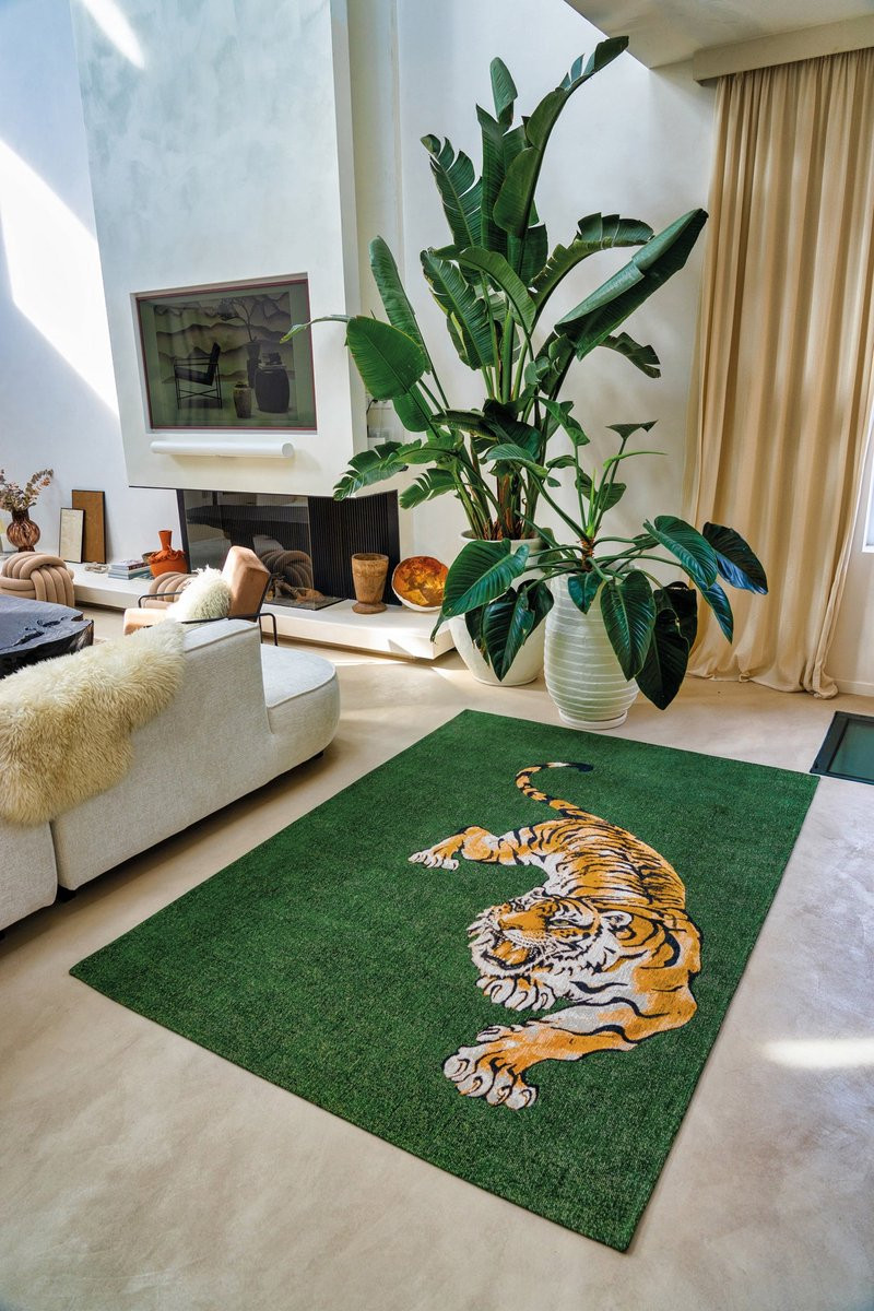 Louis De Poortere Wasbaar Binnen & Buiten Vloerkleed Tiger Green On Fire - 100 x 140 cm