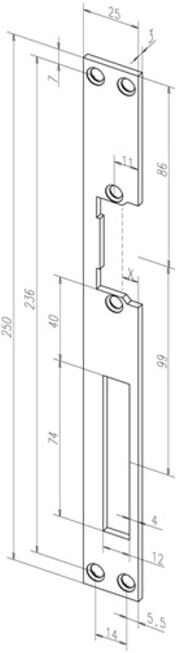 Gâche plate bl. 021 STA galvanisé ktg. B.25xL.250mm DIN L/R ASSA ABLOY (-------02140-01)