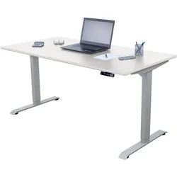 Schreibtisch elektrisch höhenverstellbar, Ergonomische Arbeitstisch, Gestell und TischplatteWeiß 160x60