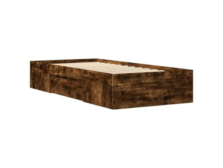 KTHLBRH Bettgestell zur Aufbewahrung, Eiche Rauchgrau, 80 x 200 cm Technisches Holz, integrierte Schubladen, Lattenrost, 140 kg, innen