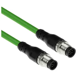 ACT Industrial 15.00 meters Sensor cable M12A 8-pin male to M12A 8-pin male, Ultraflex TPE cable, shield, Elektronikkabel + Stecker, Schwarz
