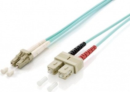Equip 255316 LC naar SC patchkabel, 10 meter, multimode, duplex, OM3, turquoise