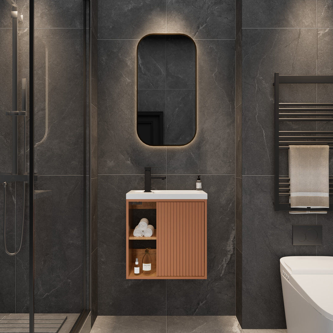 17 Stories 500mm Single Bathroom Vanity with Basin Pink 500mm W