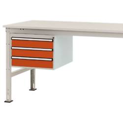 Manuflex ZB4614.2001 Gehäuse-Unterbau Stationär, Nutzhöhe 300 mm mit 3 Schubfächer. Für Tischtiefe 1200 mm