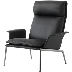 &Tradition Muno LN17 High Back Lounge Chair, chrom / noble aniline leder schwarz