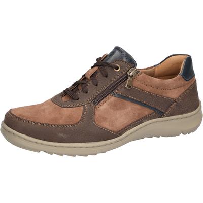 Schnürschuh WALDLÄUFER "Herwig", Herren, Gr. 9,5 (44), Leder Textil, braun (braun, marine), Nappaleder, Veloursleder, Schuhe Schnürschuh, Sneaker, Bequemschuh mit Schnürung und Reißverschluss, H-Weite