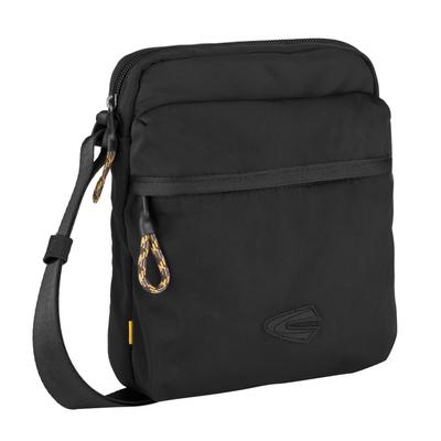 Umhängetasche CAMEL ACTIVE "Terra", Herren, Gr. B/H/T: 18cm x 22cm x 6cm, schwarz, Polyester, Taschen Umhängetasche, aus recyceltem Nylon und voluminös aufgesetzten Taschen