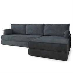 ECKSOFA ANKO modulares Boneless Sofa mit Schlaffunktion Grau Cordstoff