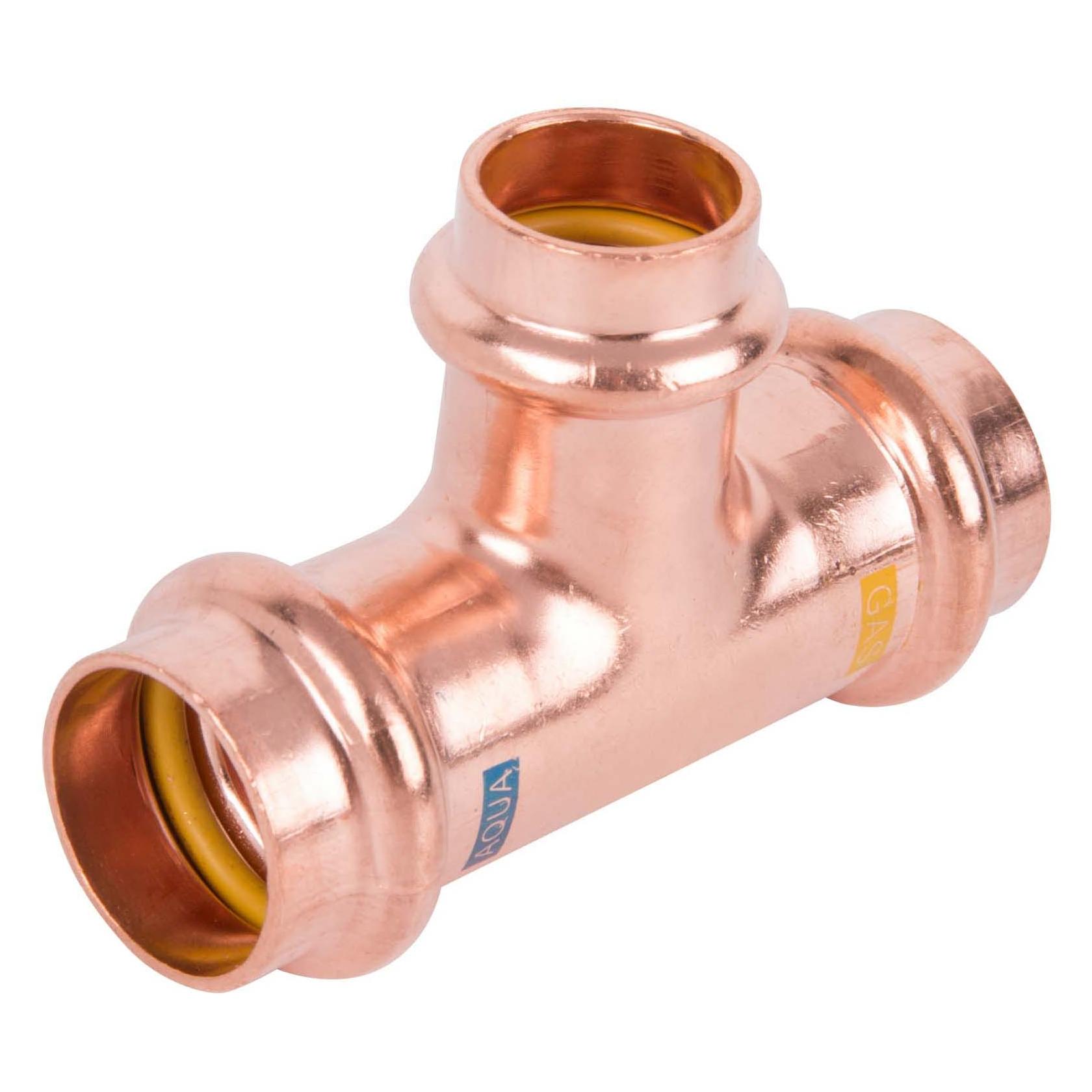 Hermann schmidt HS T-Stück V-Press Copper AQUAGAS reduziert, 35x22x35mm (T-Verbindung) (45110352235)