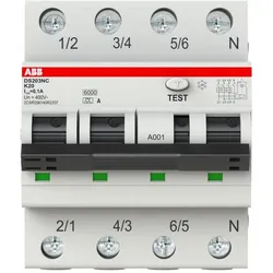 ABB DS203NCK20A100 FI/LS-Schalter Icn = 6.000 A nach IEC/EN 61009-1, Icu = 10 kA IEC/EN 60947-2 2CSR256140R2207