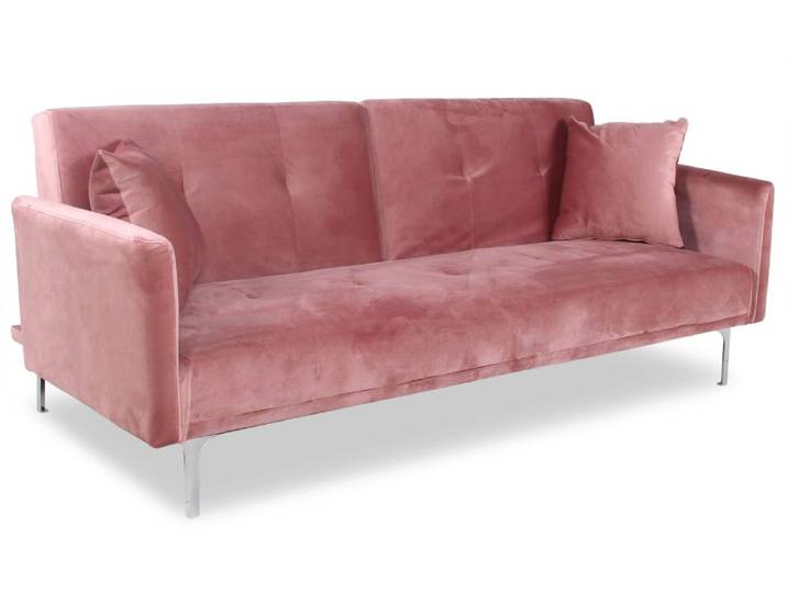 Canapé convertible clic-clac 3 places velours rose