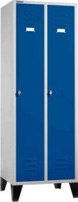 Schäfer Shop Select Materialspind m. Füßen, Drehriegelverschluss, lichtgrau/enzianblau
