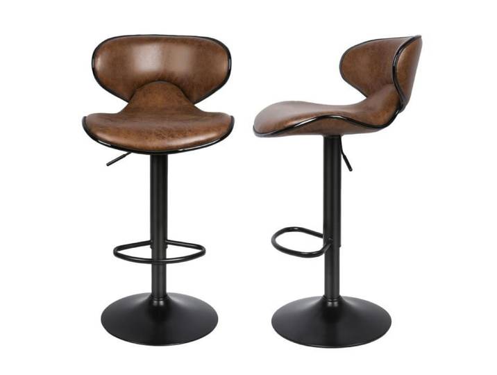 HSTURYZ Lot de 2 tabourets de bar réglables en hauteur en PU chaises de cuisine élégantes tabouret de comptoir avec repose-pieds