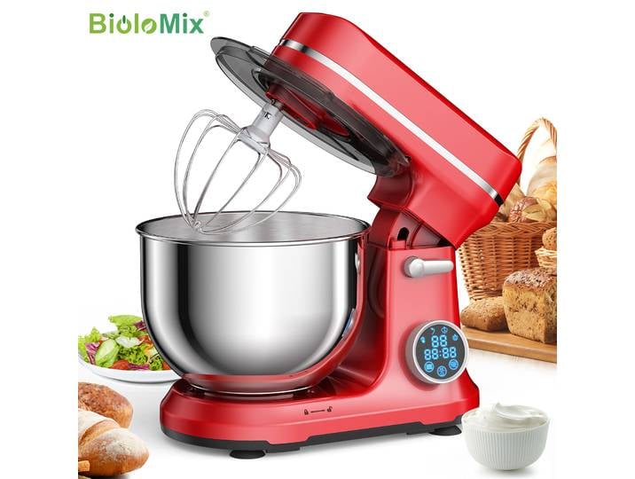 BioloMix Mélangeur sur socle de cuisine, moteur CC 1200 W 11 vitesses, écran OLED numérique, mélangeur alimentaire électrique avec crochet à pâte, fouet