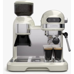 Klarstein Bella Café Espressomaschine | Vintage | Mahlwerk | 19 bar | Milchschaum | 2 Tassen | 1550 W Creme