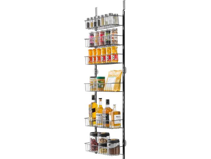 VEVOR Pantry Organizer Muurbevestigde 6-laags Kruidenrekken Zwart